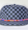 blue tonal checkerboard flat brim hat - warm band