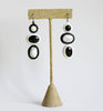 triple stone drop earrings - black and white