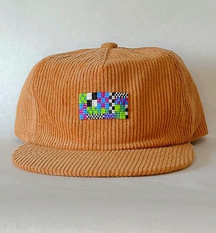 camel cord flat brim hat - blue memphis patch