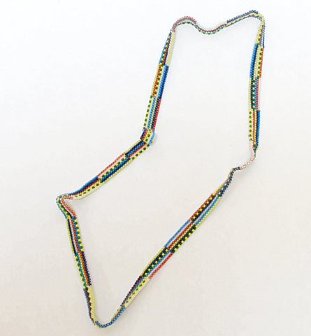 mixed stripe long ribbon necklace - lagoon