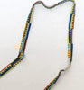 mixed stripe long ribbon necklace - lagoon