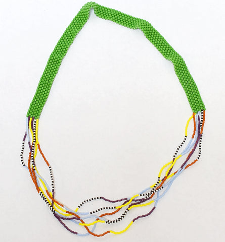flat and strands necklace - green