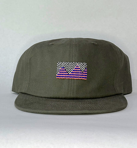 grey flat brim hat - peaks patch