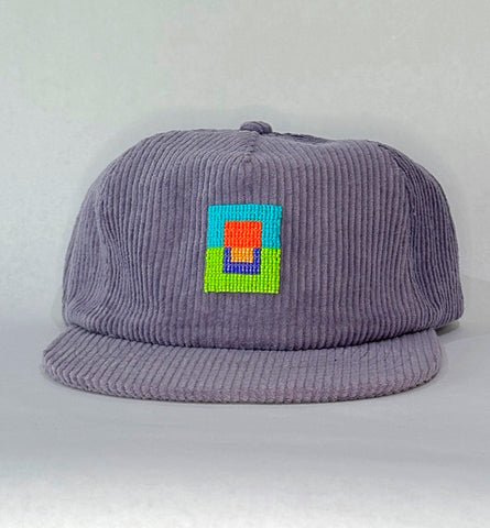 lilac cord flat brim hat - albers neon patch