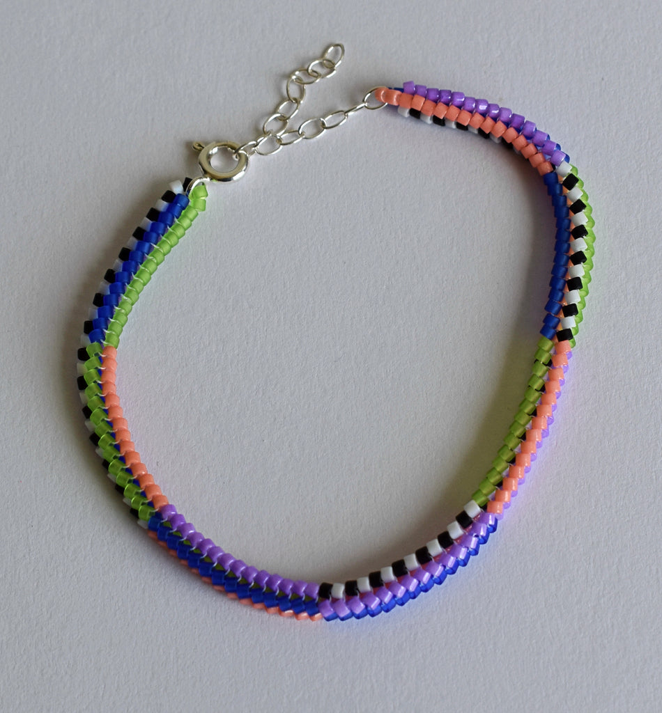 narrow stripes rope bracelet - bloom
