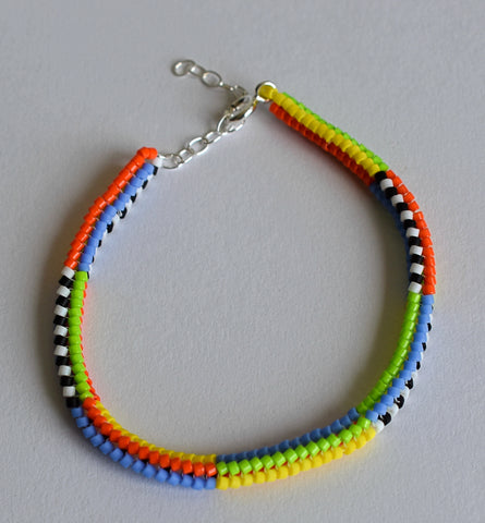 narrow stripes rope bracelet - bright