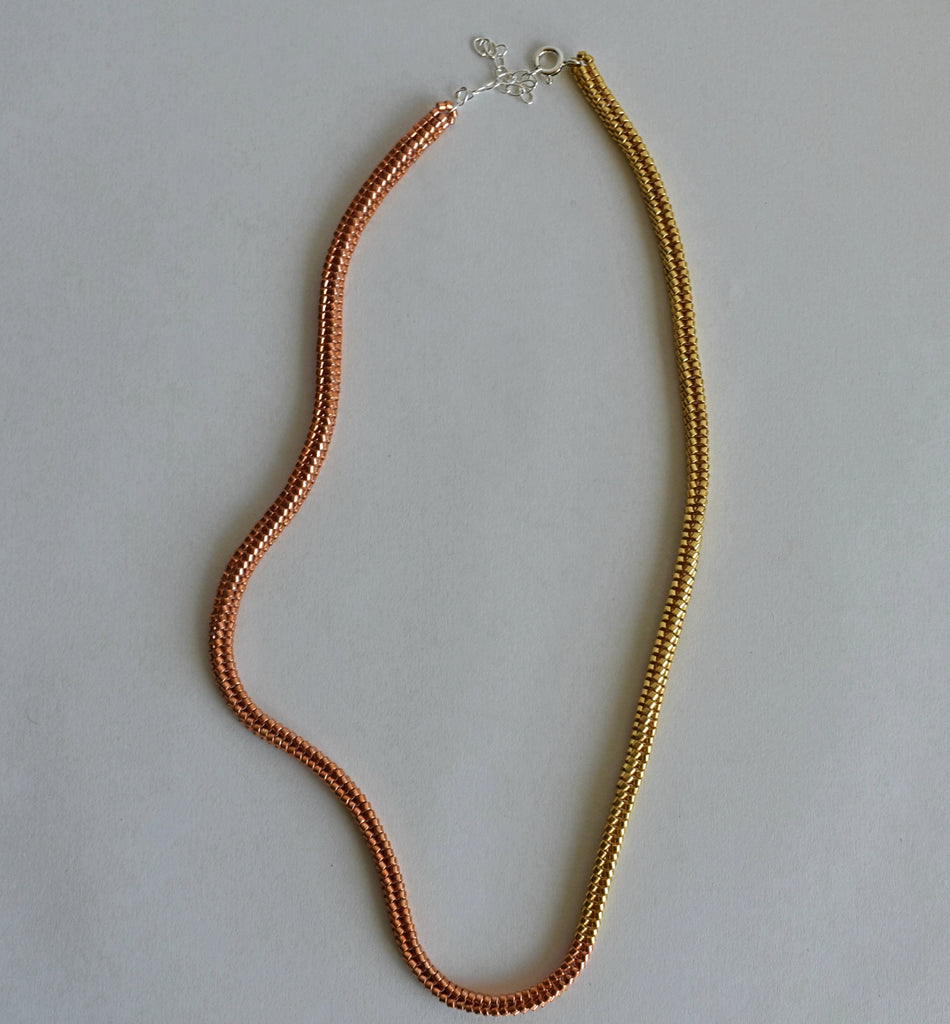 narrow duo necklace - gold rose gold