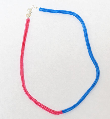 narrow duo necklace - pink blue