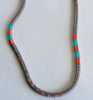 narrow patterns necklace - aqua and peach