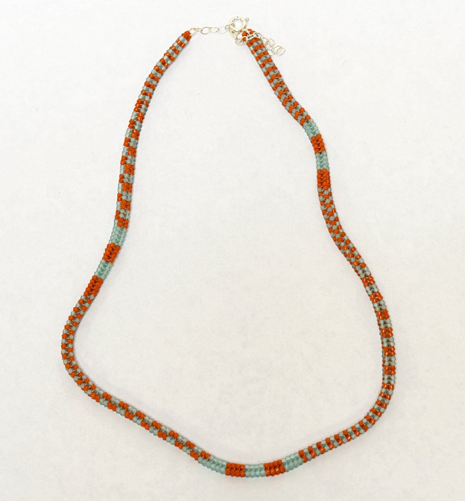 narrow patterns necklace - seafoam and siena