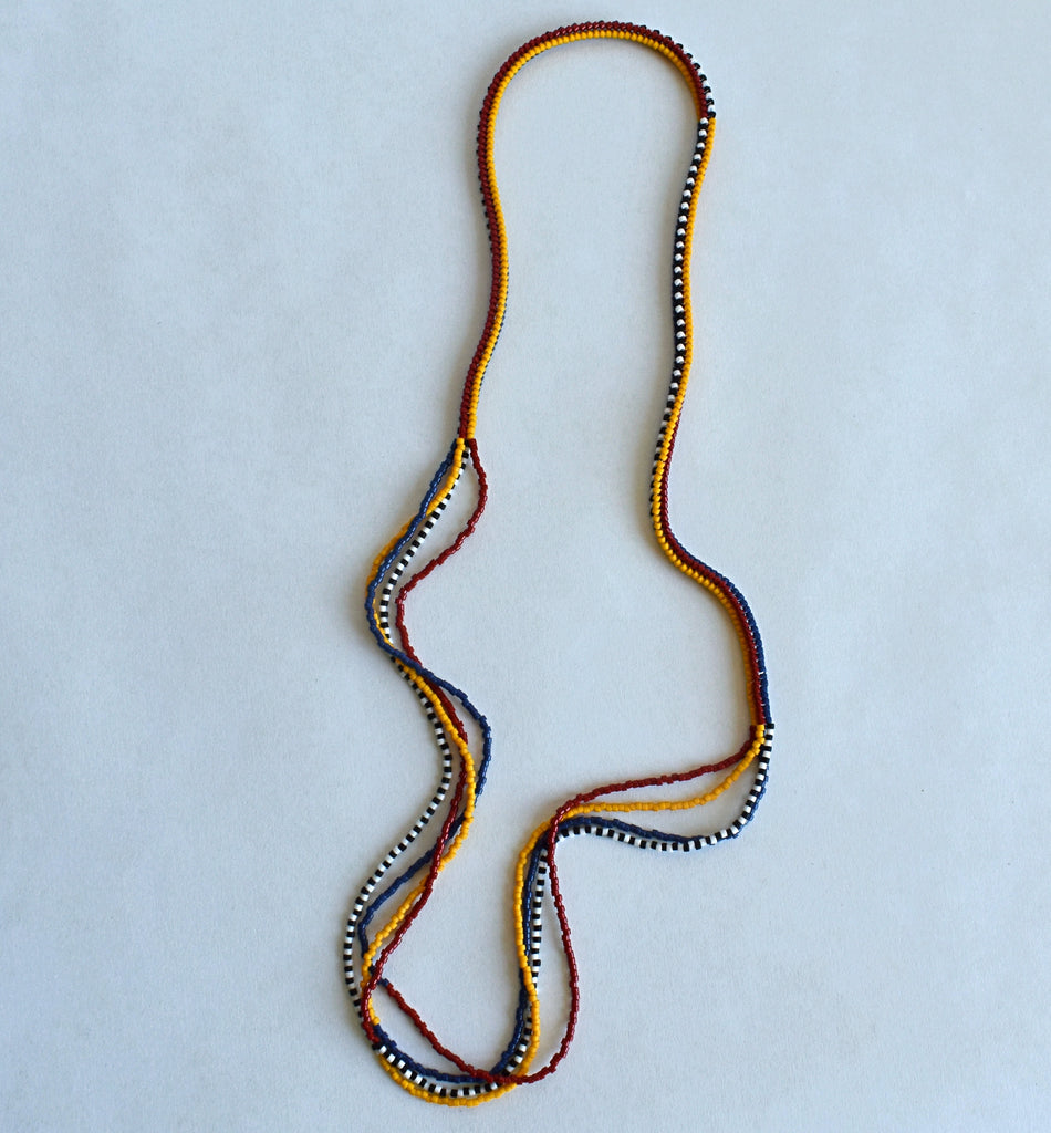 narrow rope strand blocks necklace - autumn