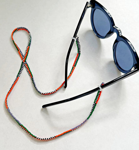 glasses leash - orange mix stripes