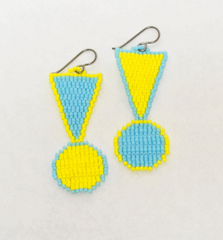 outline tiburon earrings - blue yellow