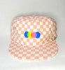 pink checker flat brim hat - color connect