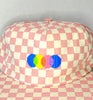 pink checker flat brim hat - color connect