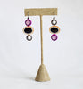 triple stone drop earrings - pinks