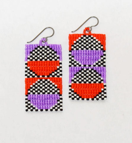 short split circle earrings - paprika purple