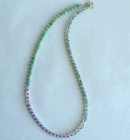 colorblock stone necklace - blues