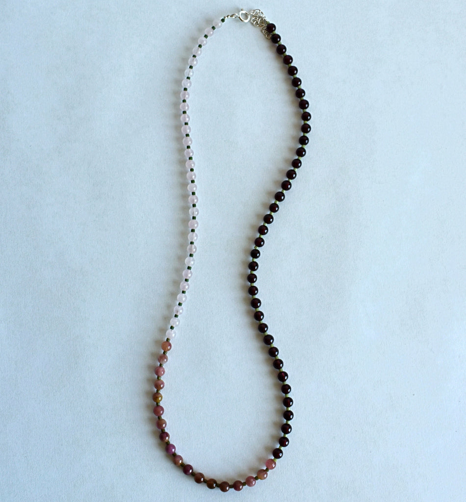 colorblock stone necklace - pinks