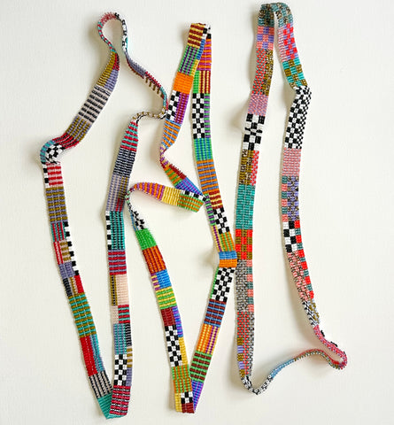 wide ribbon necklaces - checkers