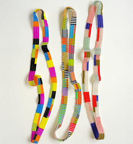 wide ribbon necklaces - colorblocks and stripes