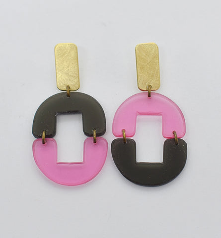 OAK Earrings - Pink Black Transparent
