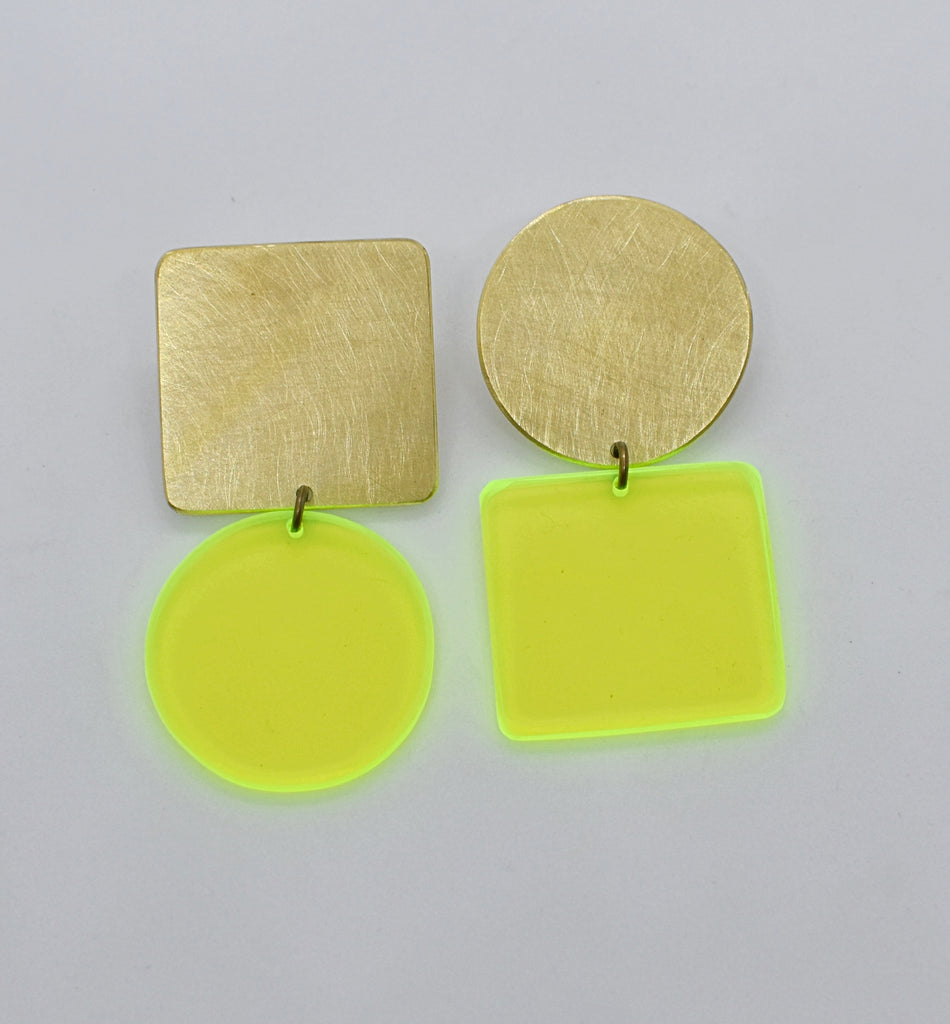 Sausalito Earrings - Neon Yellow Transparent