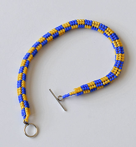 checkerboard rope bracelet - blue, yellow