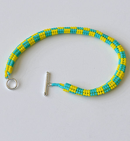 checkerboard rope bracelet - yellow, turquoise