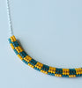 checkerboard chain necklace - orange, teal