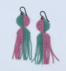 arc fringe earrings - purple, green