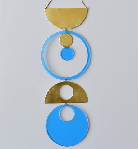 circle play wall hanging - blue and brass