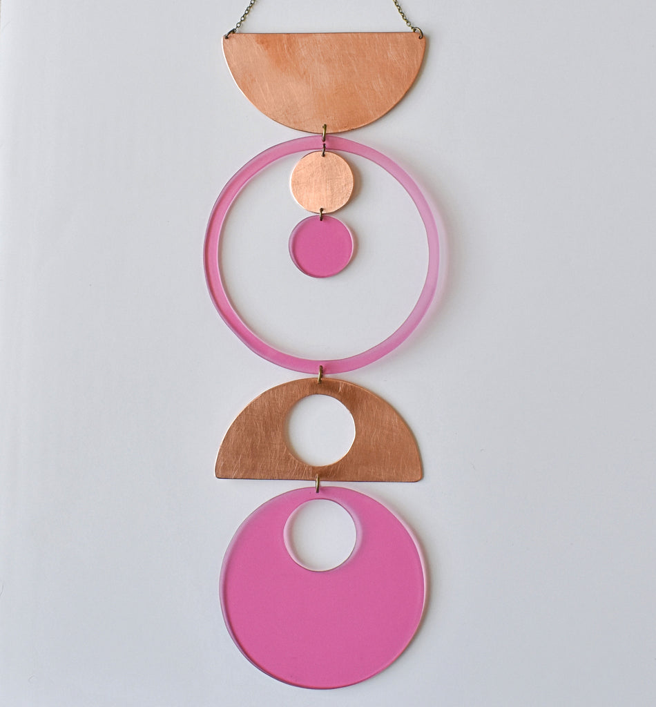 circle play wall hanging - pink and copper