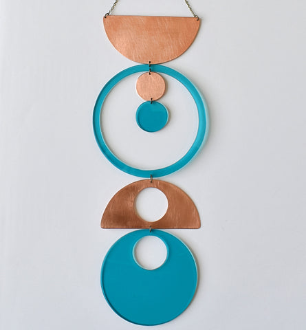 circle play wall hanging - turquoise and copper