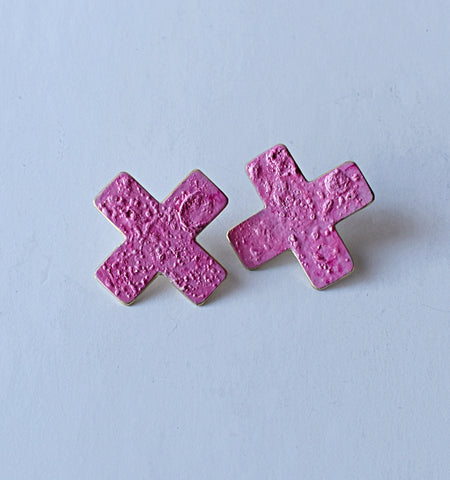 cross stitch earrings - pink