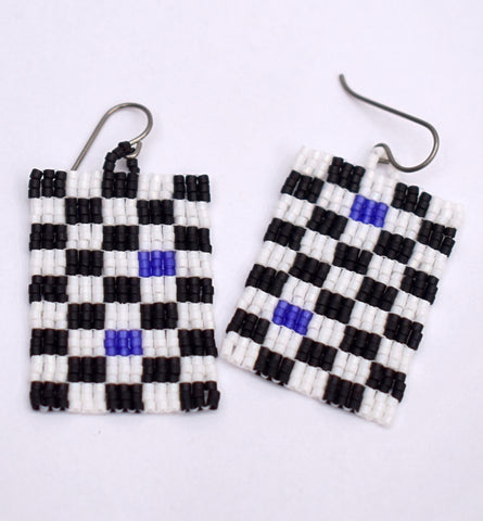 Checkerboard Earrings - Black and white