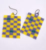 Checkerboard Earrings - Yellow and purple