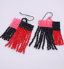 Colorblock Fringe Earrings - Black and Red