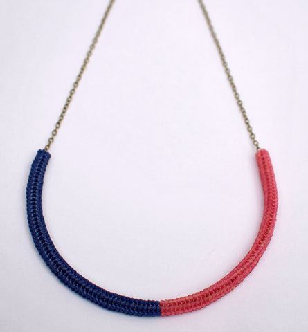 Gummy worm necklace - navy and pink