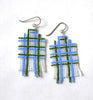 Plaid fringe earrings - frost, blue, green