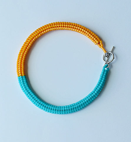 duo rope bracelet - orange, aqua