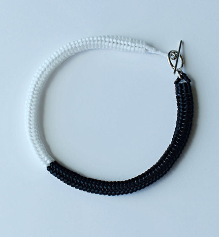 duo rope bracelet - black, white
