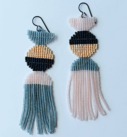 halves fringe earrings - neutrals