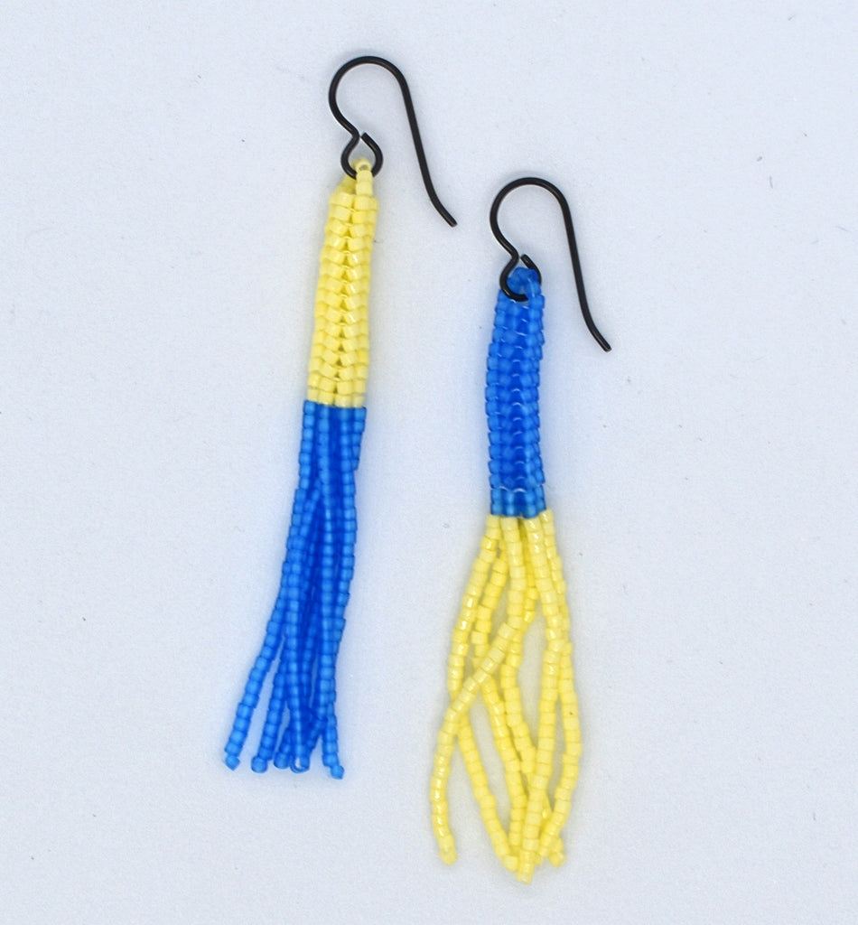 lure earrings - blue, yellow