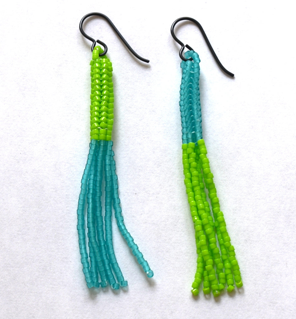 lure earrings - green, turquoise