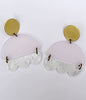 Marshall Earrings - Frosted Soft Pink and White Marble