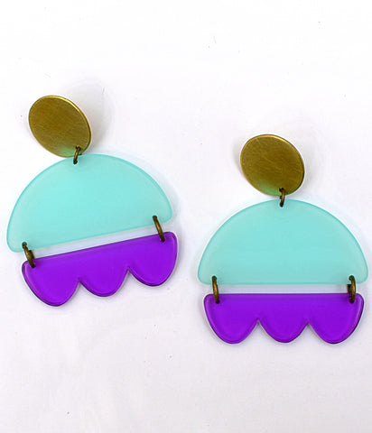 Marshall Earrings - Frosted Turquoise and Purple