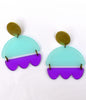 Marshall Earrings - Frosted Turquoise and Purple
