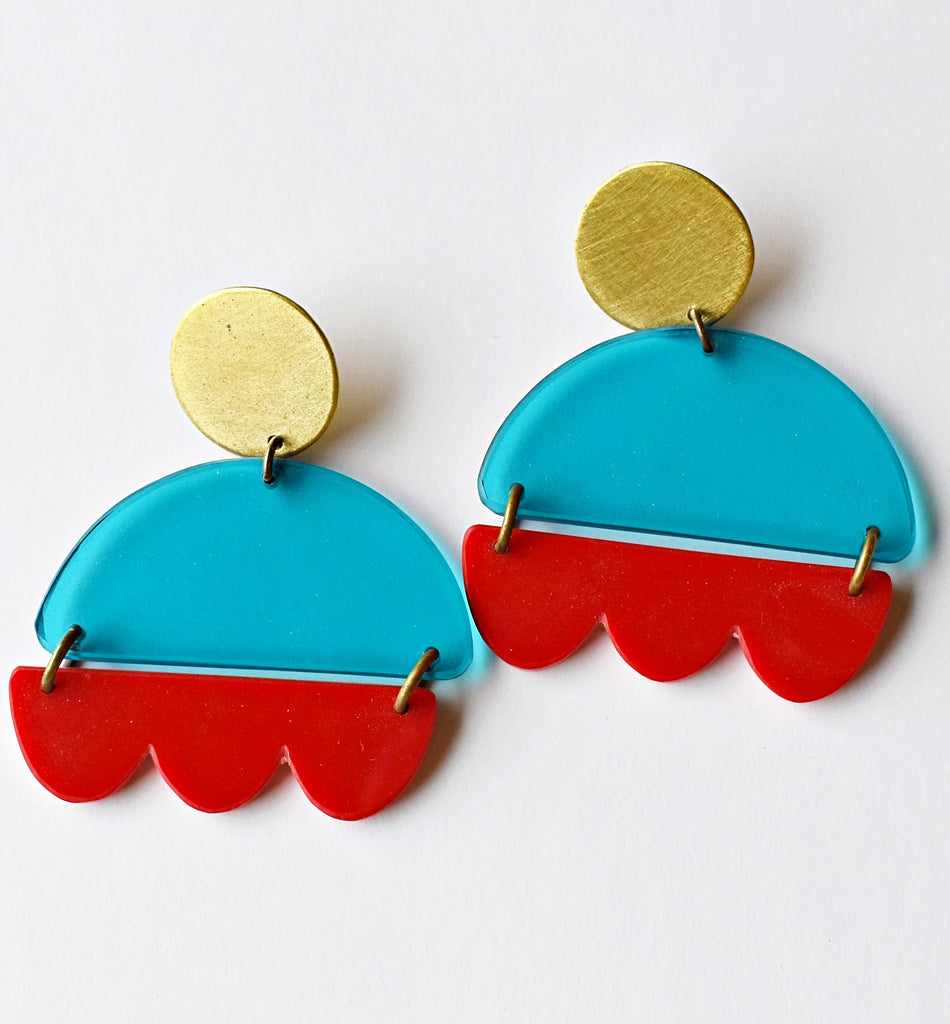 Marshall Earrings - Turquoise, Red