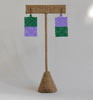 Little check duo earrings - purple and green